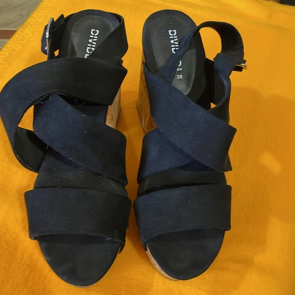 H&M Black Suede Cork Chunky Sandals NWOT - Picture 5 of 10